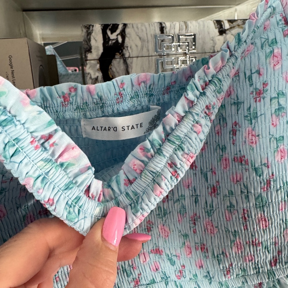 Altar'd State Blue and Pink Floral Top - Picture 4 of 4
